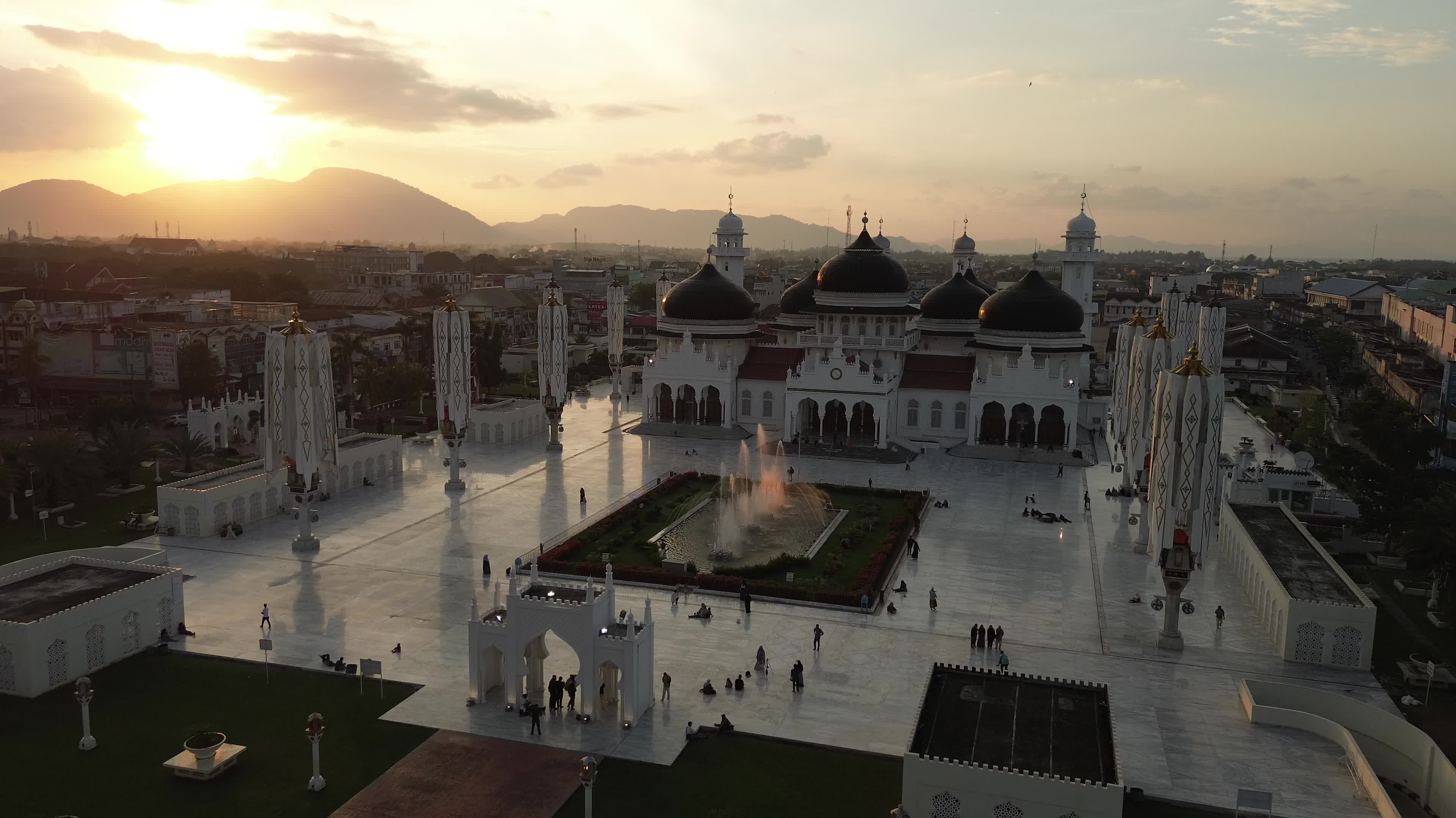 Baiturrahman Grand Mosque Banda Aceh at Sunset
