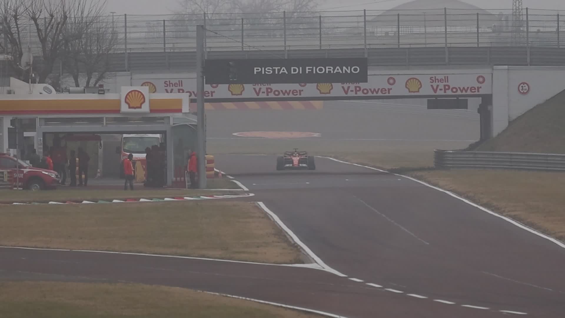 Lewis Hamilton drives on the track during the first day of tests as a Scuderia Ferrari F1 driver at the Fiorano Circuit in Maranello
