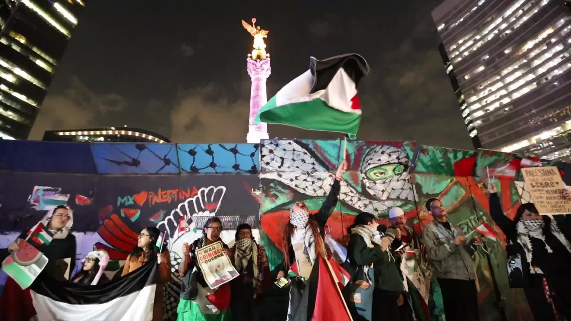 Demonstration in Mexico City after the ceasefire in Gaza