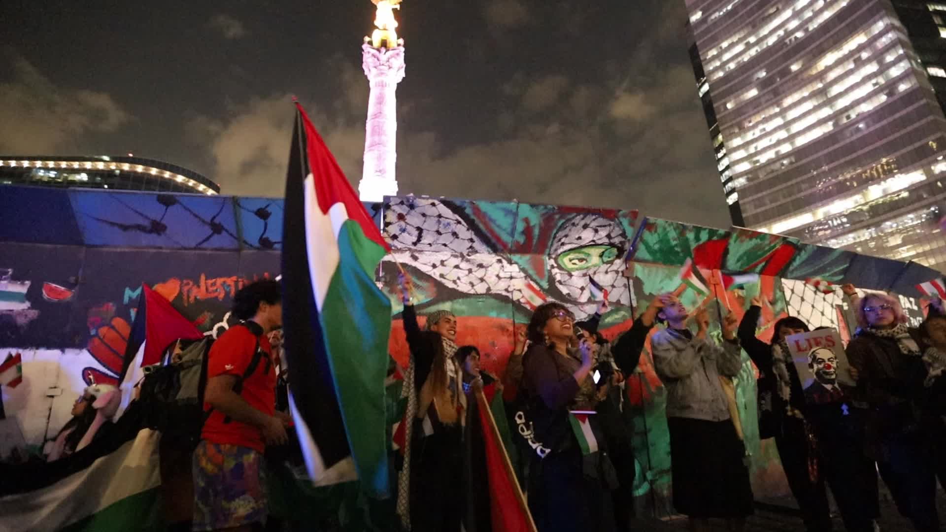 Demonstration in Mexico City after the ceasefire in Gaza