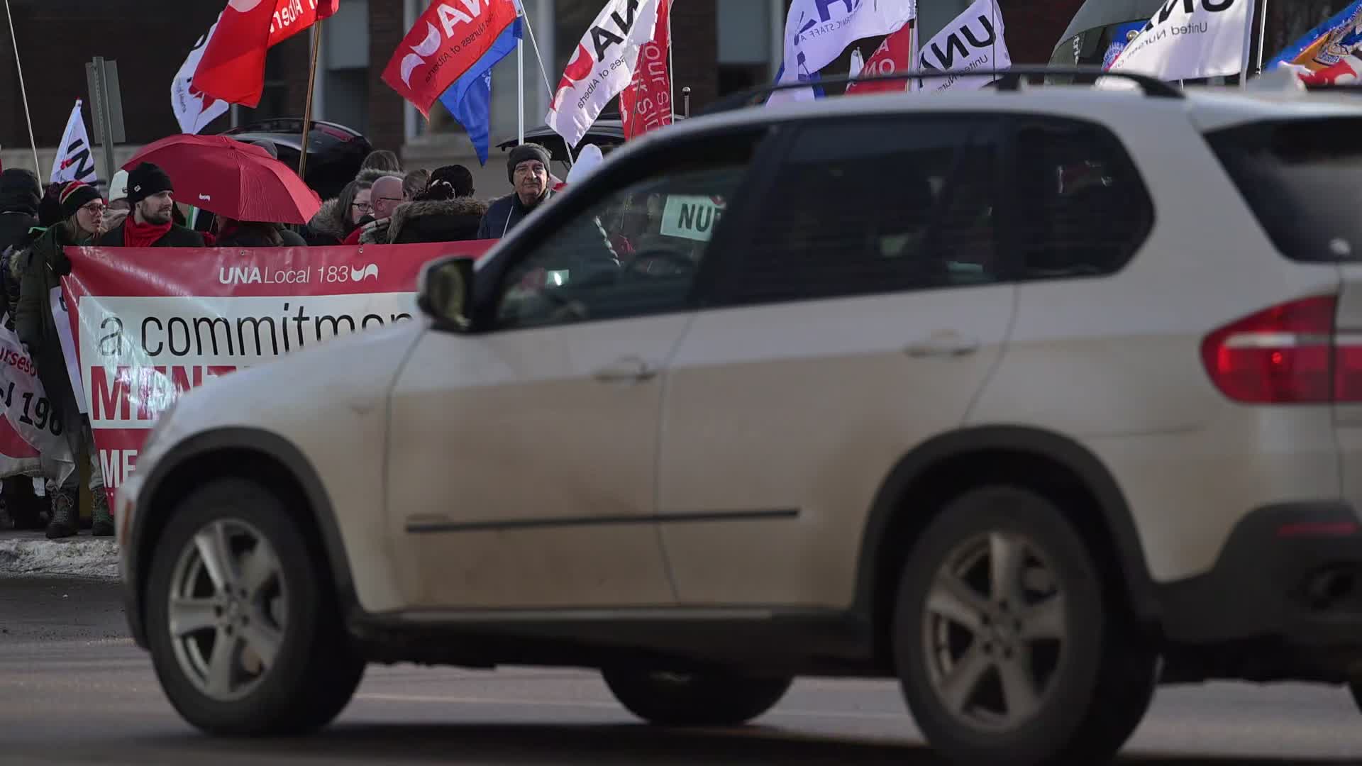 Alberta Nurses Rally For Frontline Workers In Edmonton