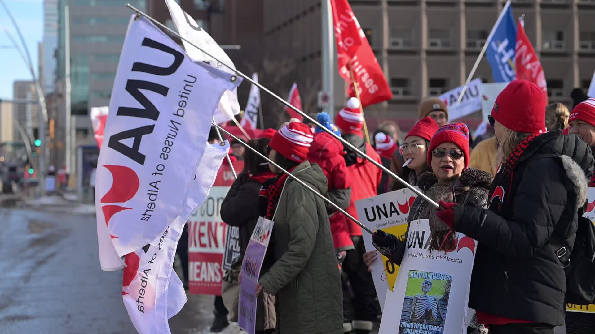Alberta Nurses Rally For Frontline Workers In Edmonton