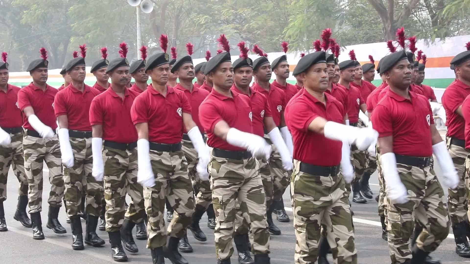 Indian soldiers march during a full dress rehearsal for the upcoming Republic Day parade in Kolkata,