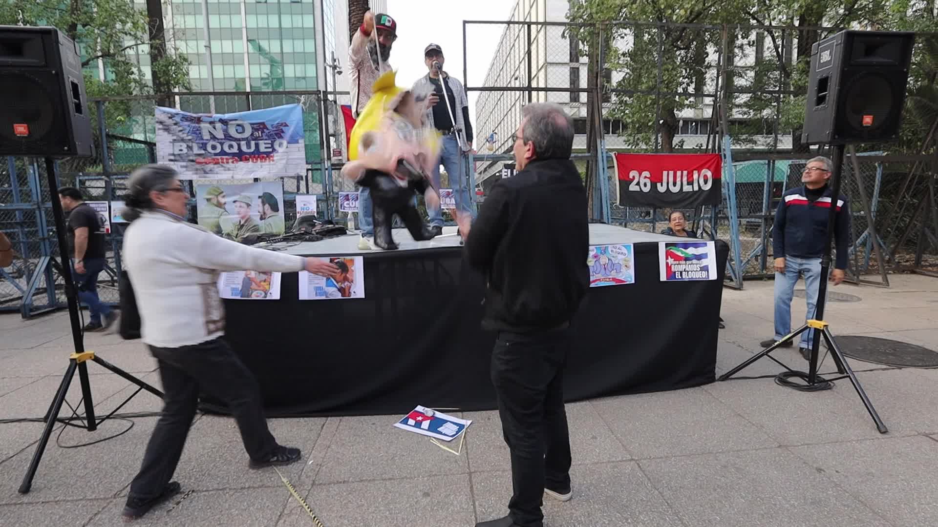 Protest in Mexico over Donald Trump's inclusion of Cuba on the list of terrorist nations