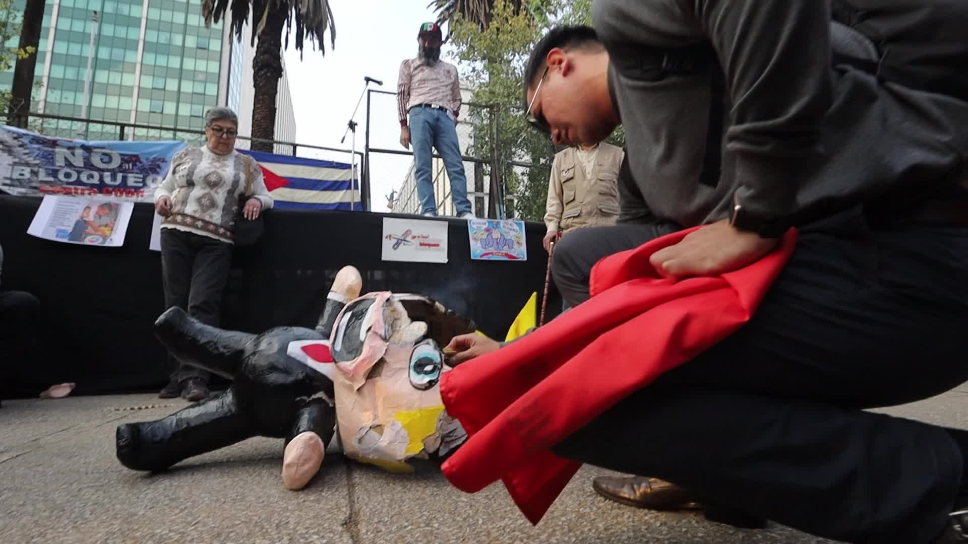 Protest in Mexico over Donald Trump's inclusion of Cuba on the list of terrorist nations
