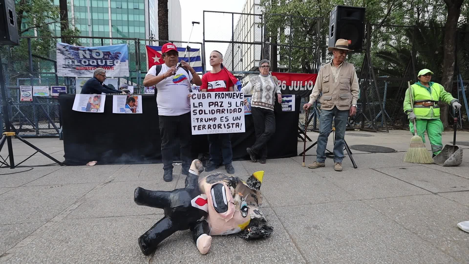 Protest in Mexico over Donald Trump's inclusion of Cuba on the list of terrorist nations