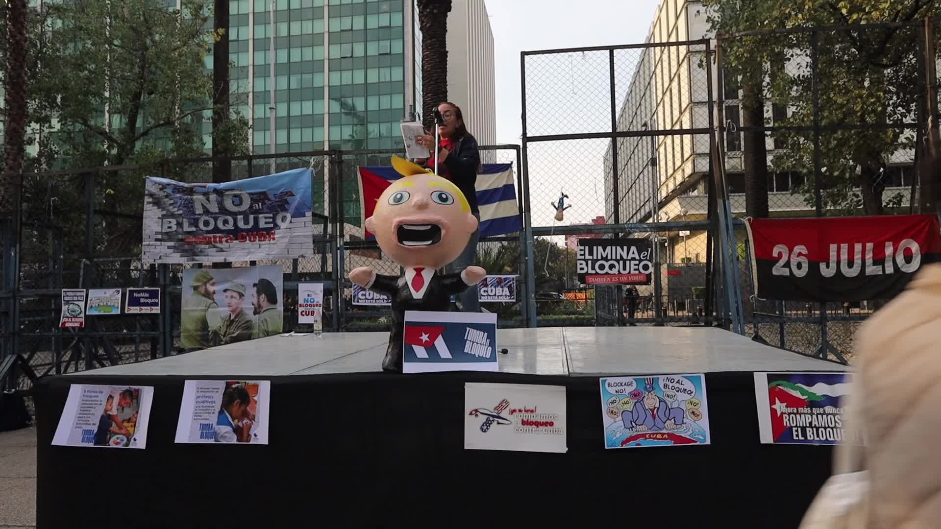 Protest in Mexico over Donald Trump's inclusion of Cuba on the list of terrorist nations