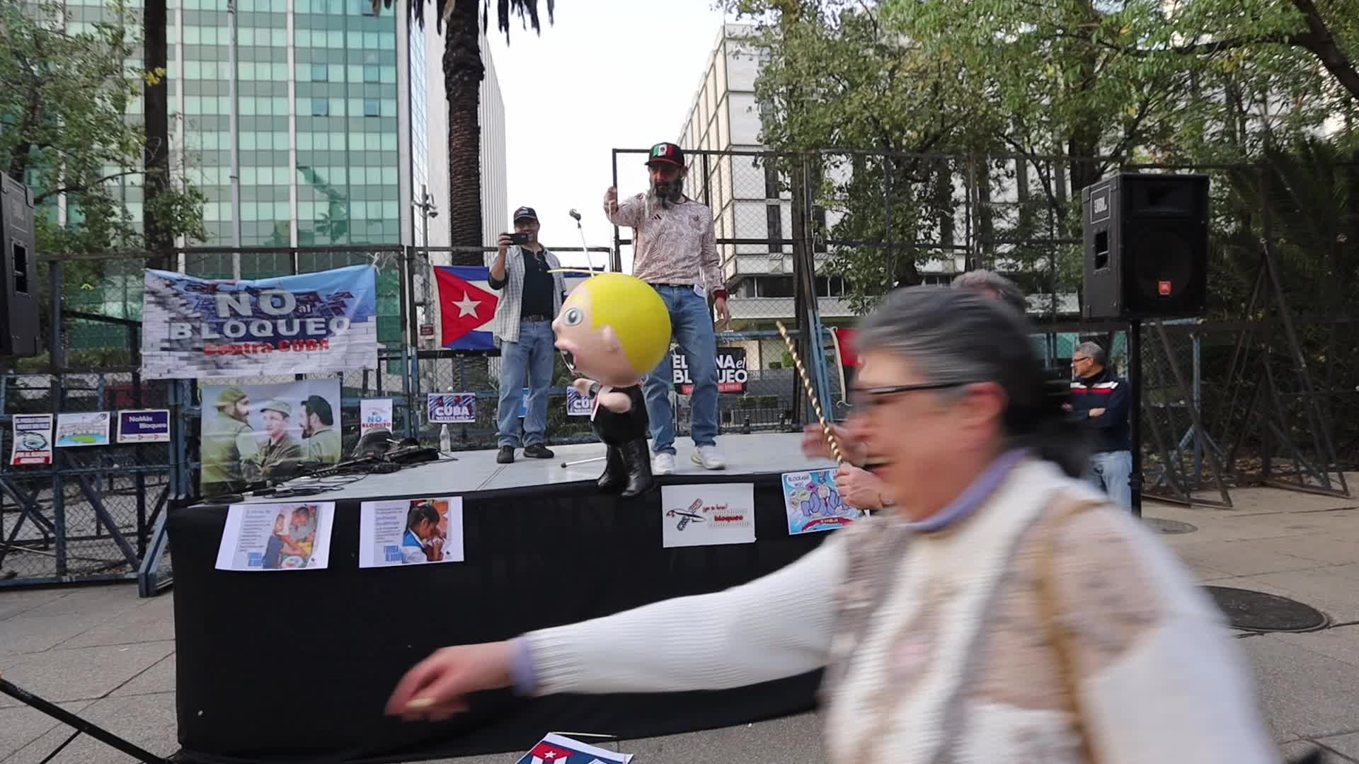 Protest in Mexico over Donald Trump's inclusion of Cuba on the list of terrorist nations