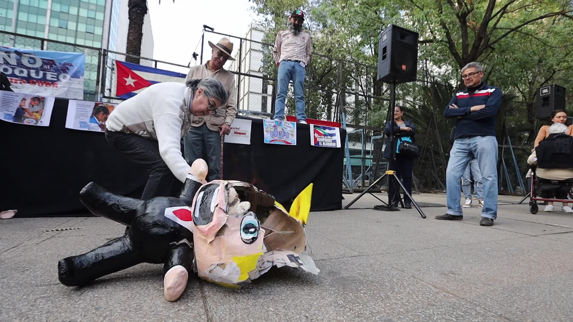 Protest in Mexico over Donald Trump's inclusion of Cuba on the list of terrorist nations