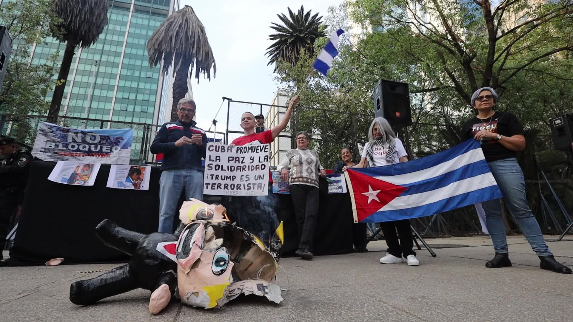 Protest in Mexico over Donald Trump's inclusion of Cuba on the list of terrorist nations