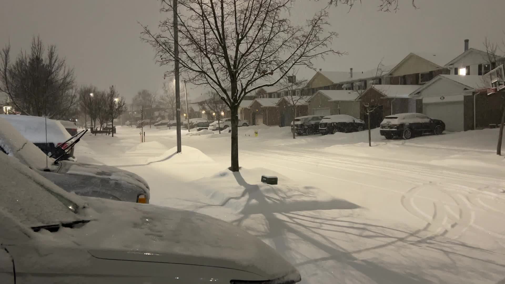 Heavy snow falling in Toronto, Canada