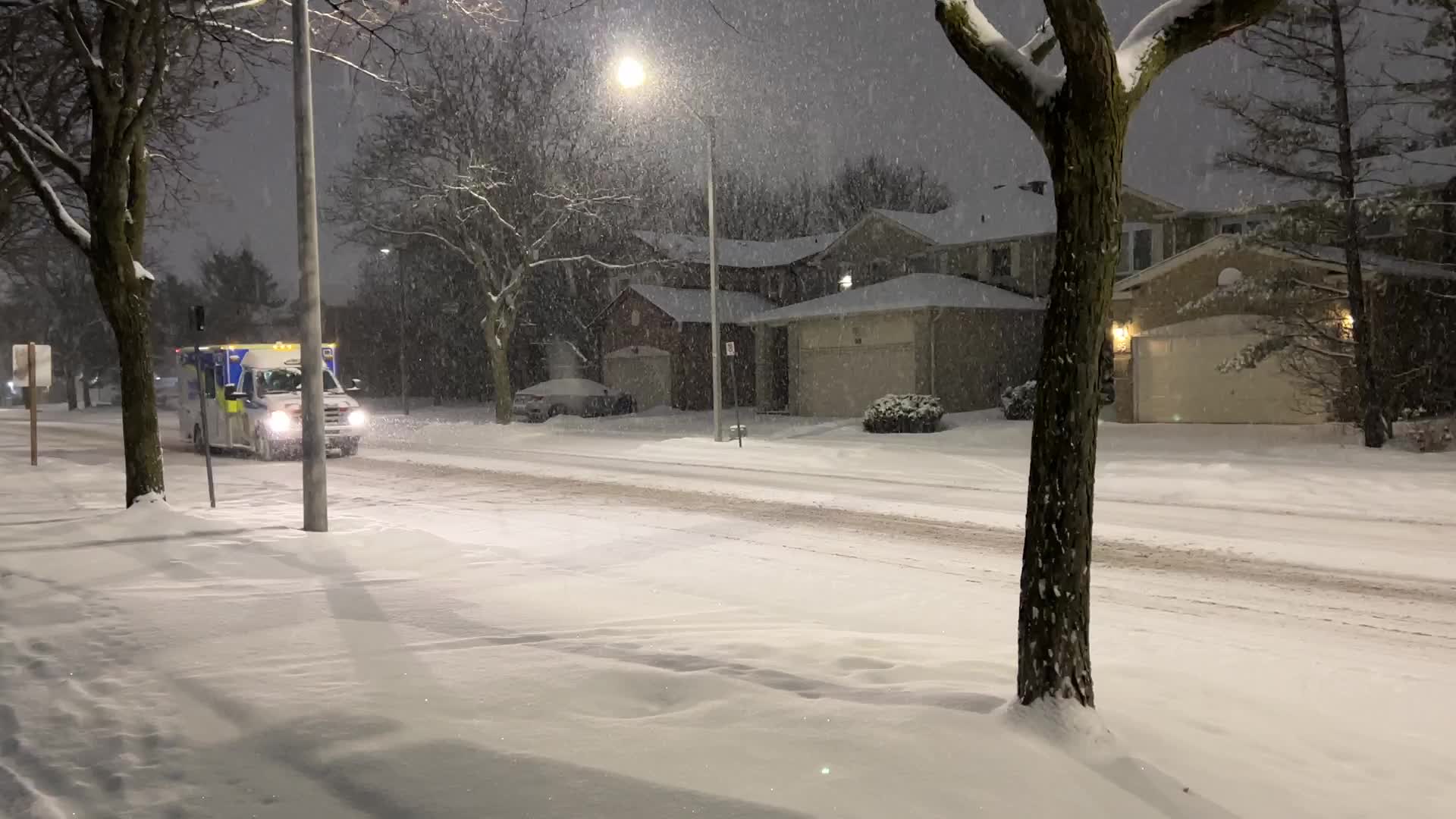 Heavy snow falling in Toronto, Canada