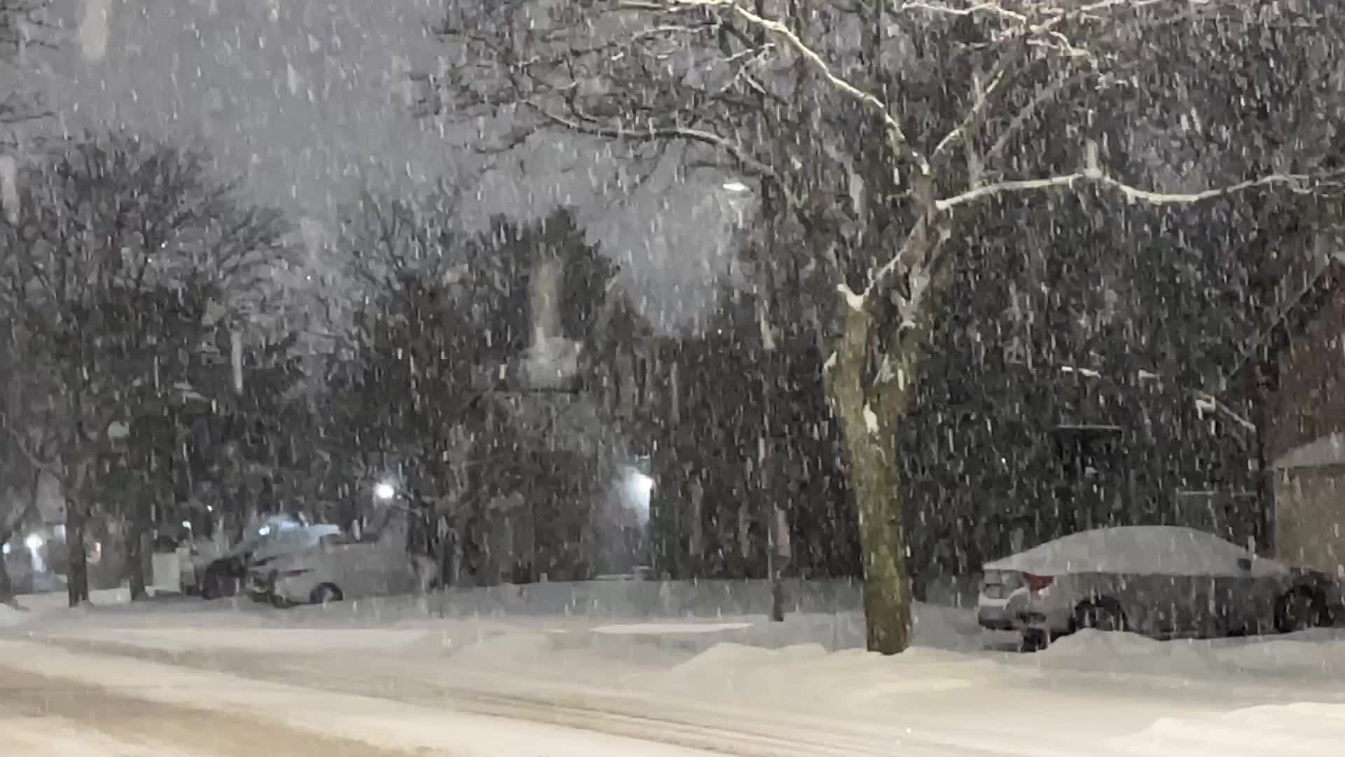 Heavy snow falling in Toronto, Canada