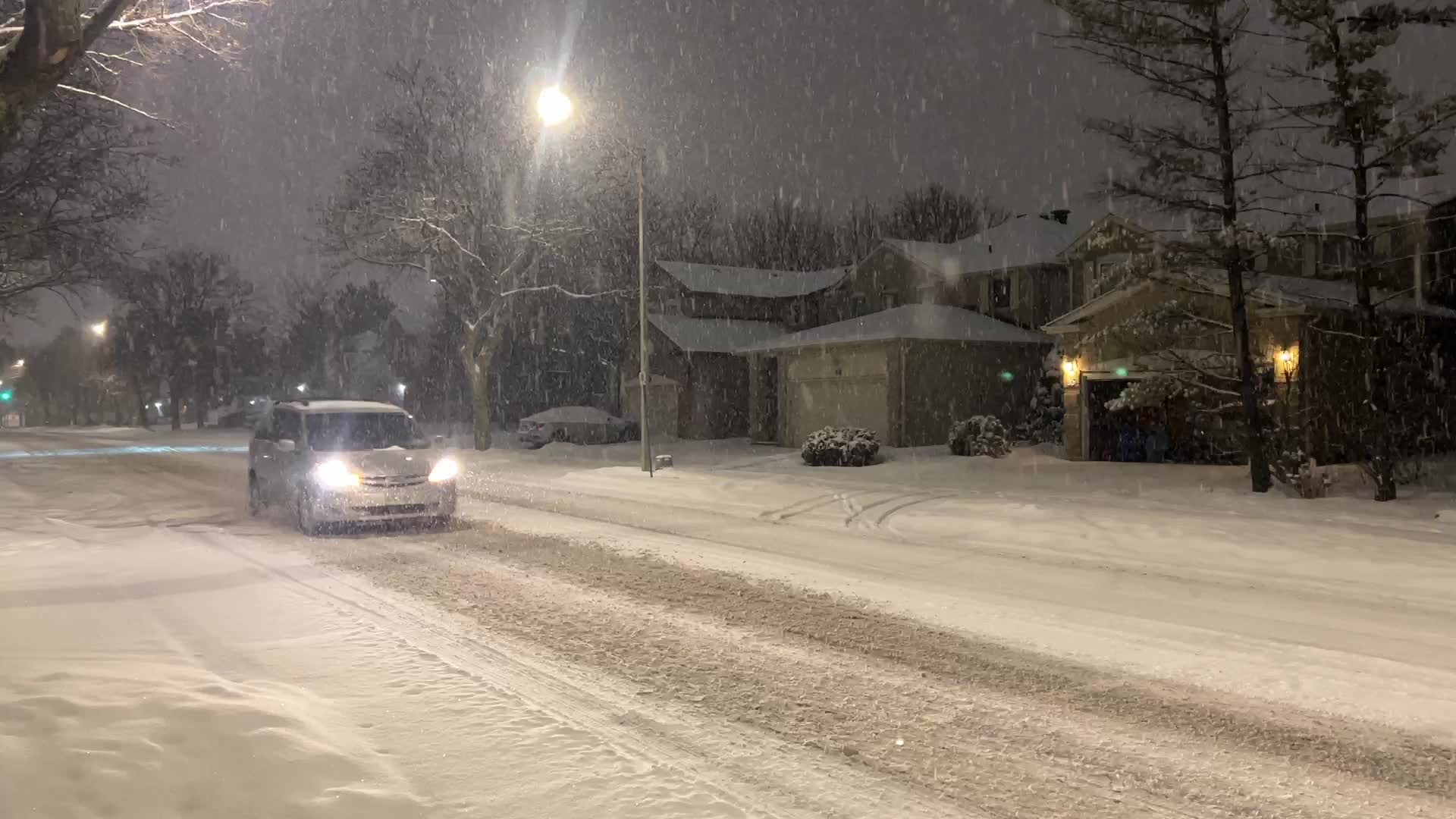Heavy snow falling in Toronto, Canada