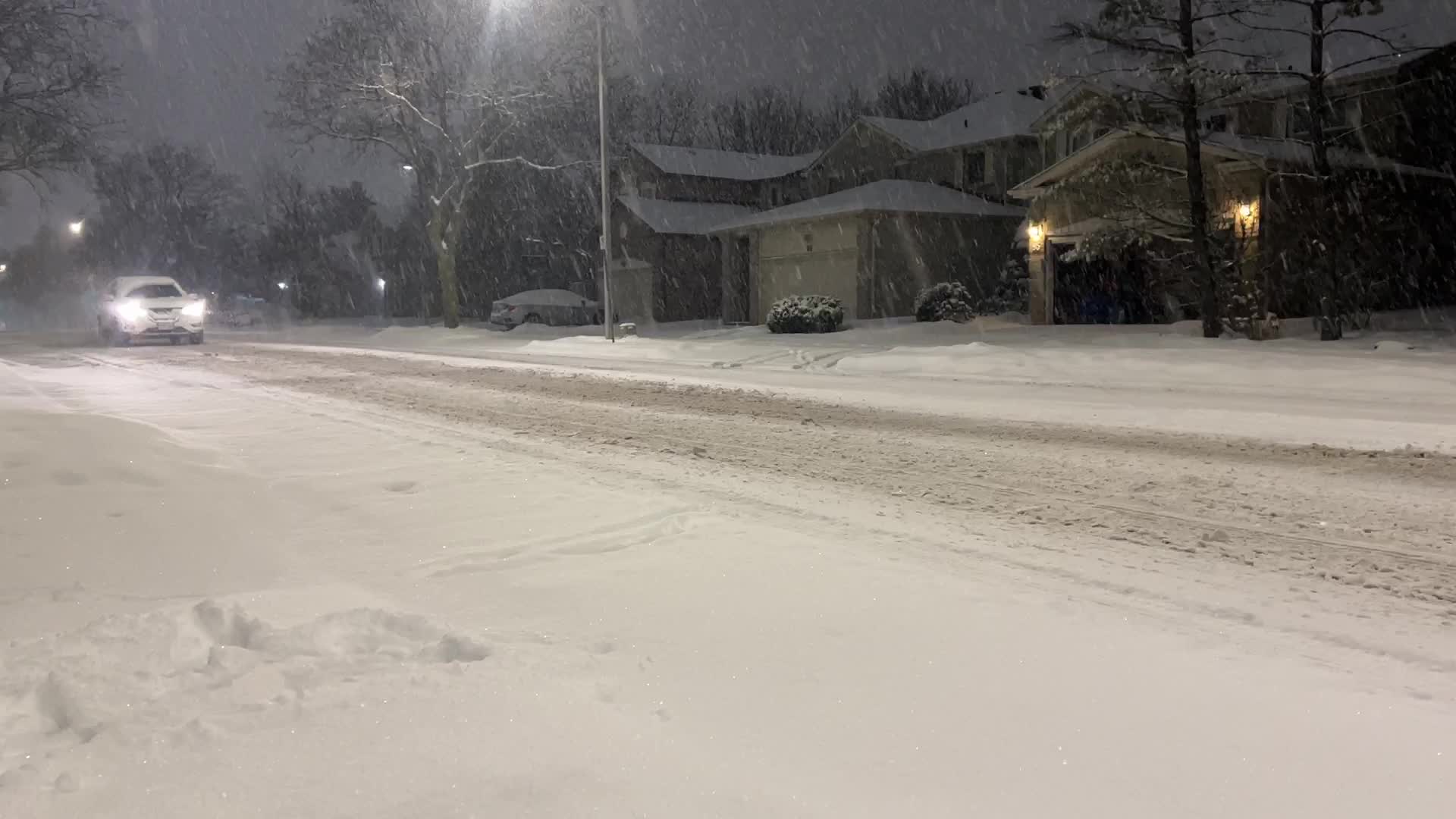 Heavy snow falling in Toronto, Canada