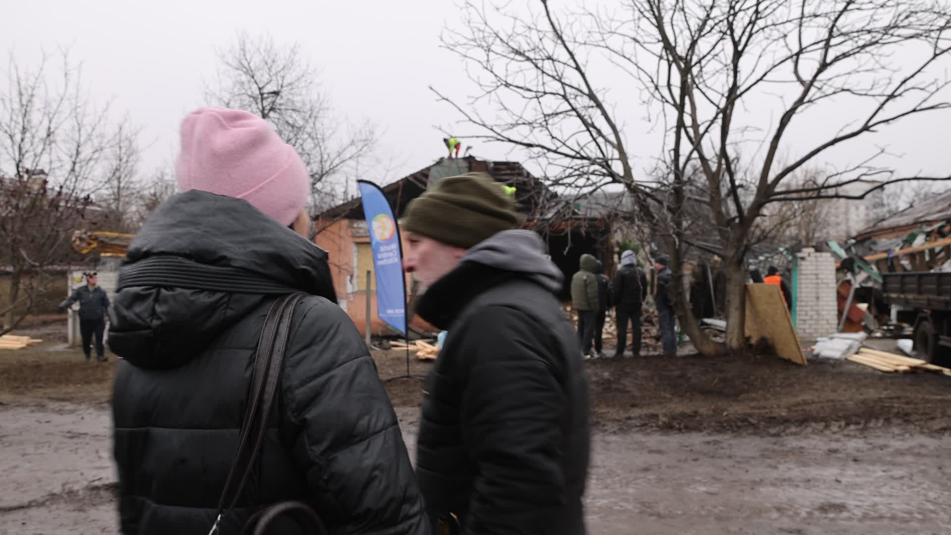 russian drone strike to a private building in Kharkiv, Ukraine
