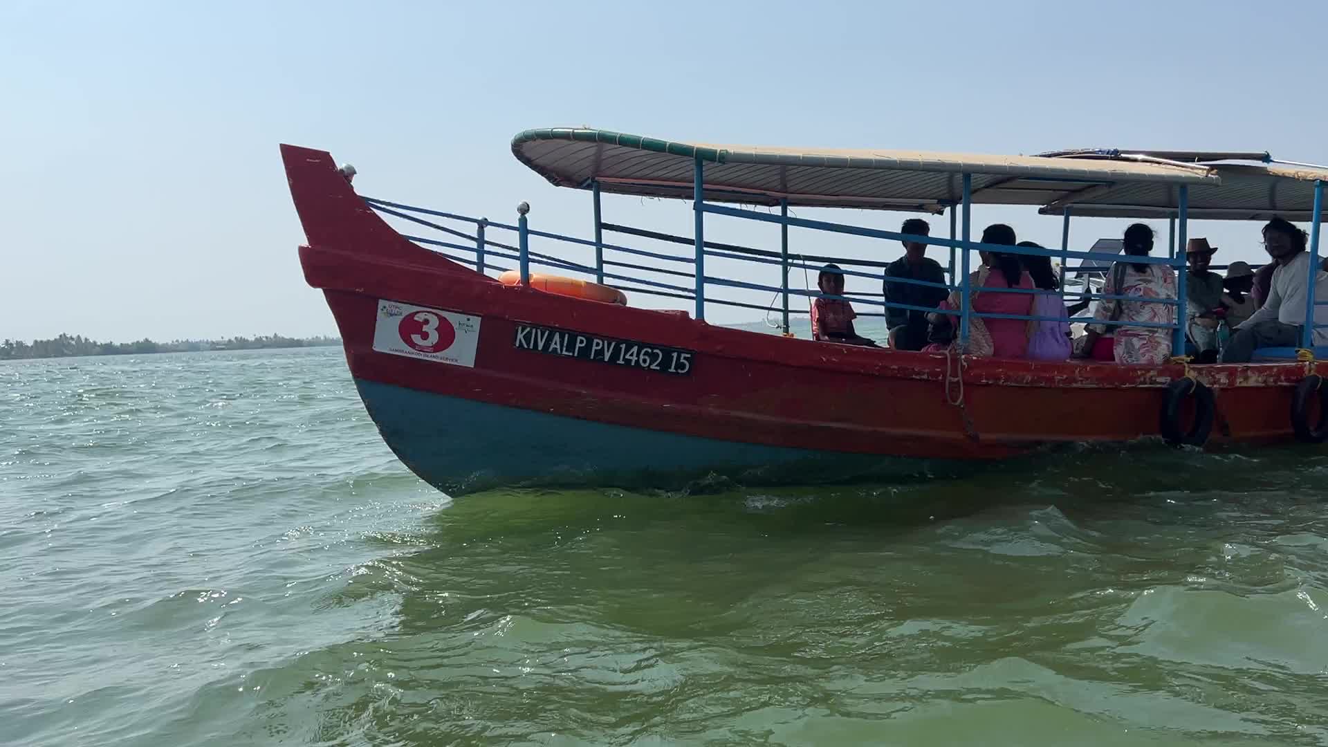 Indian tourists board boats to travel to Sambranikodi Island 