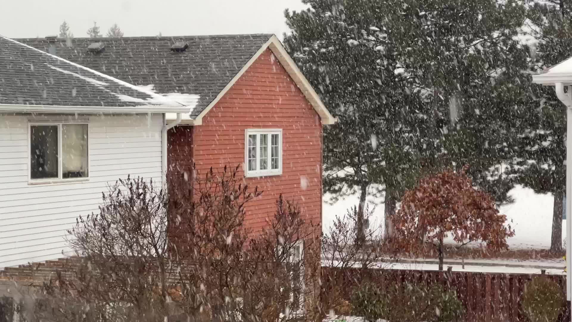Wet snow falling in Toronto, Canada