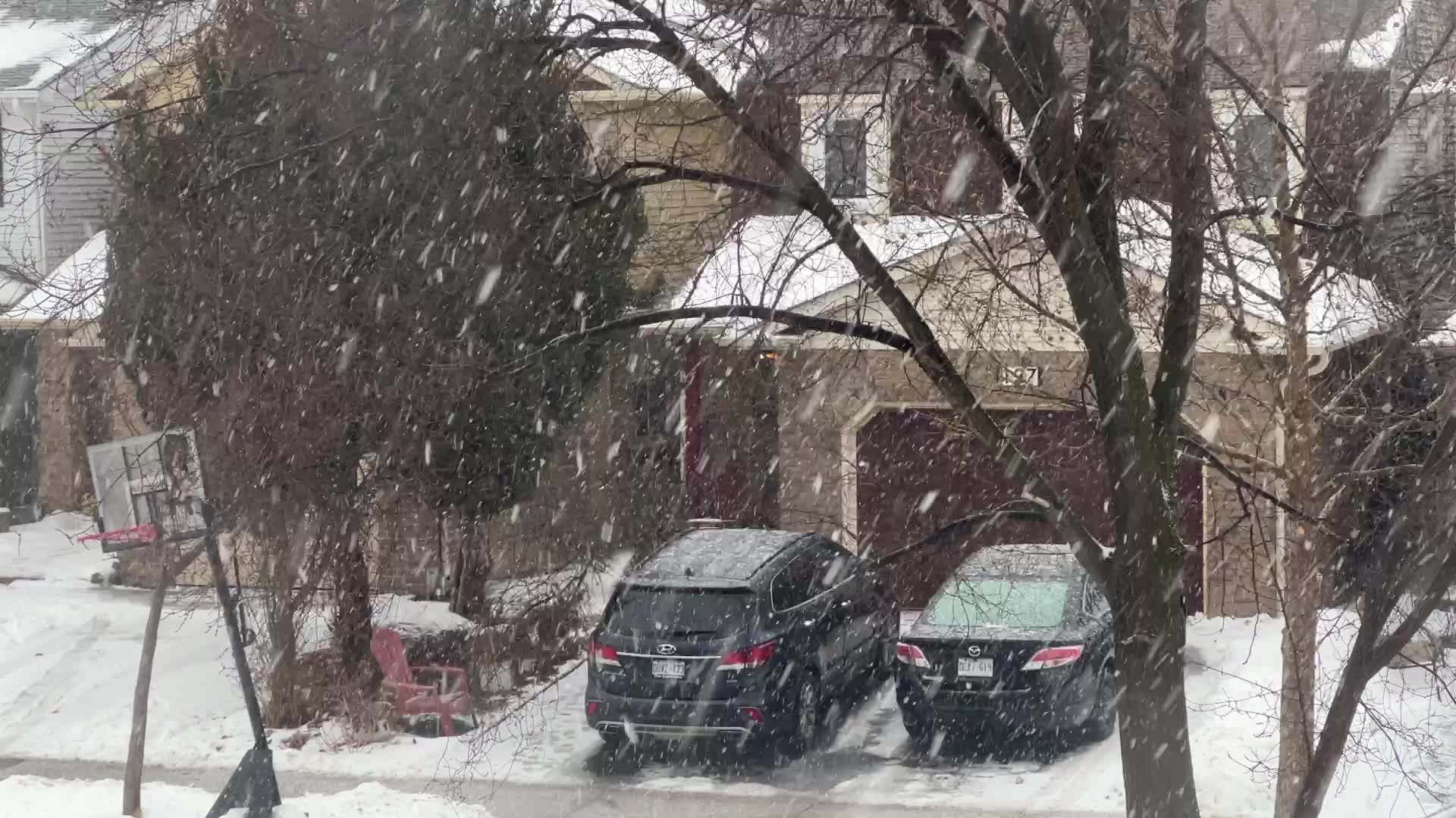 Wet snow falling in Toronto, Canada