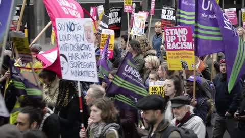 People demonstrate for United Nations Anti-Racism Day