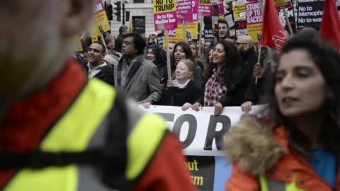 People demonstrate for United Nations Anti-Racism Day