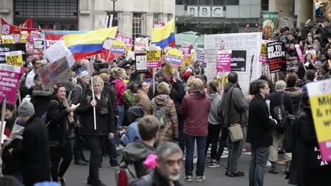 People demonstrate for United Nations Anti-Racism Day