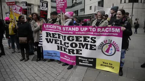 People demonstrate for United Nations Anti-Racism Day