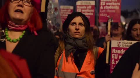 People demonstrate for United Nations Anti-Racism Day