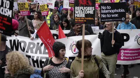People demonstrate for United Nations Anti-Racism Day