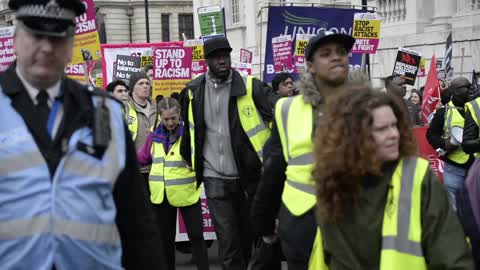 People demonstrate for United Nations Anti-Racism Day