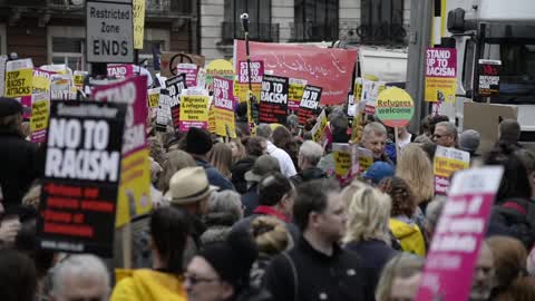 People demonstrate for United Nations Anti-Racism Day