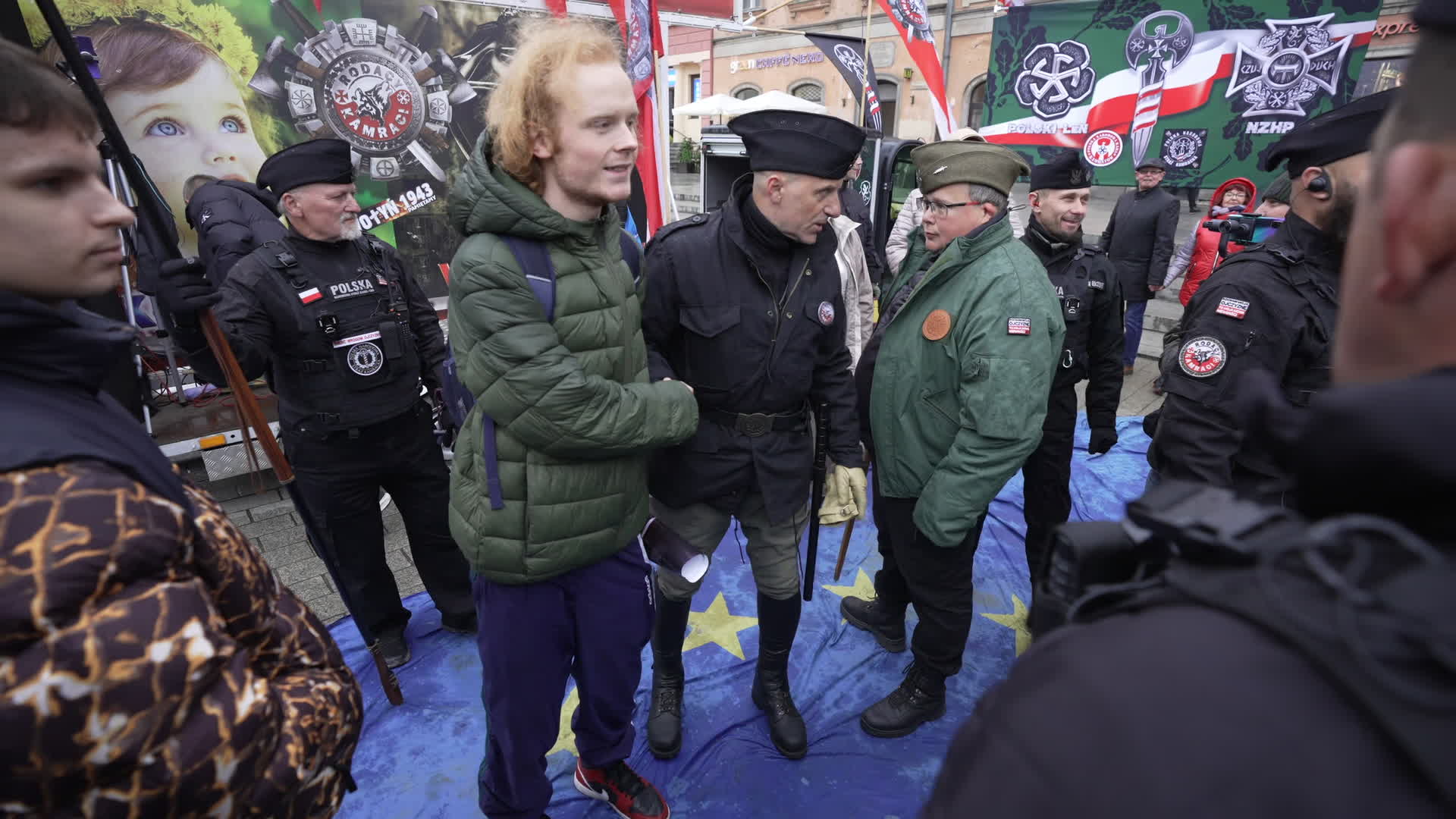 Anti-EU protest in Warsaw during presidential election rally