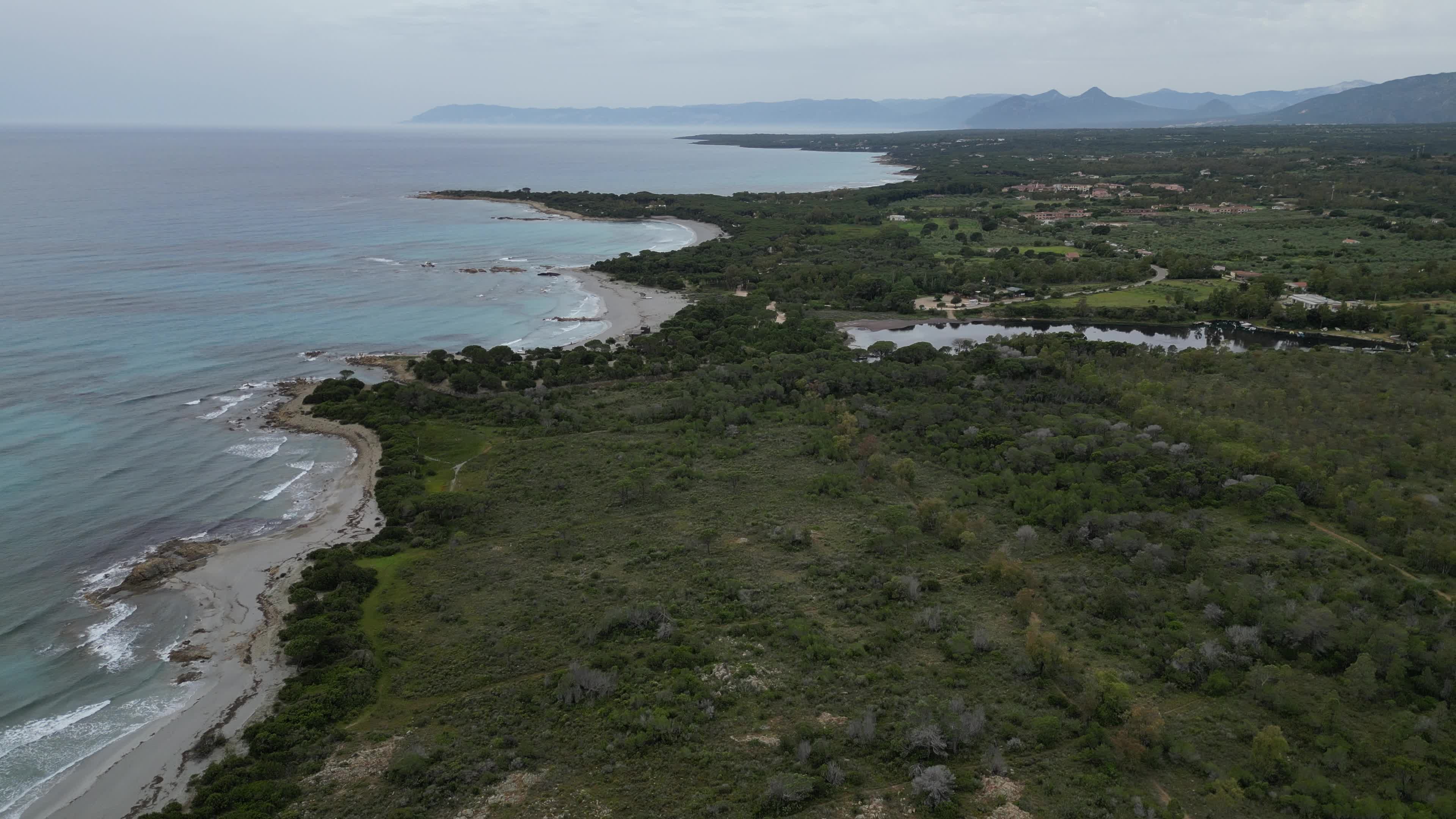Drone view of the Canale Stagno di Sa Curcurica, Sardegna