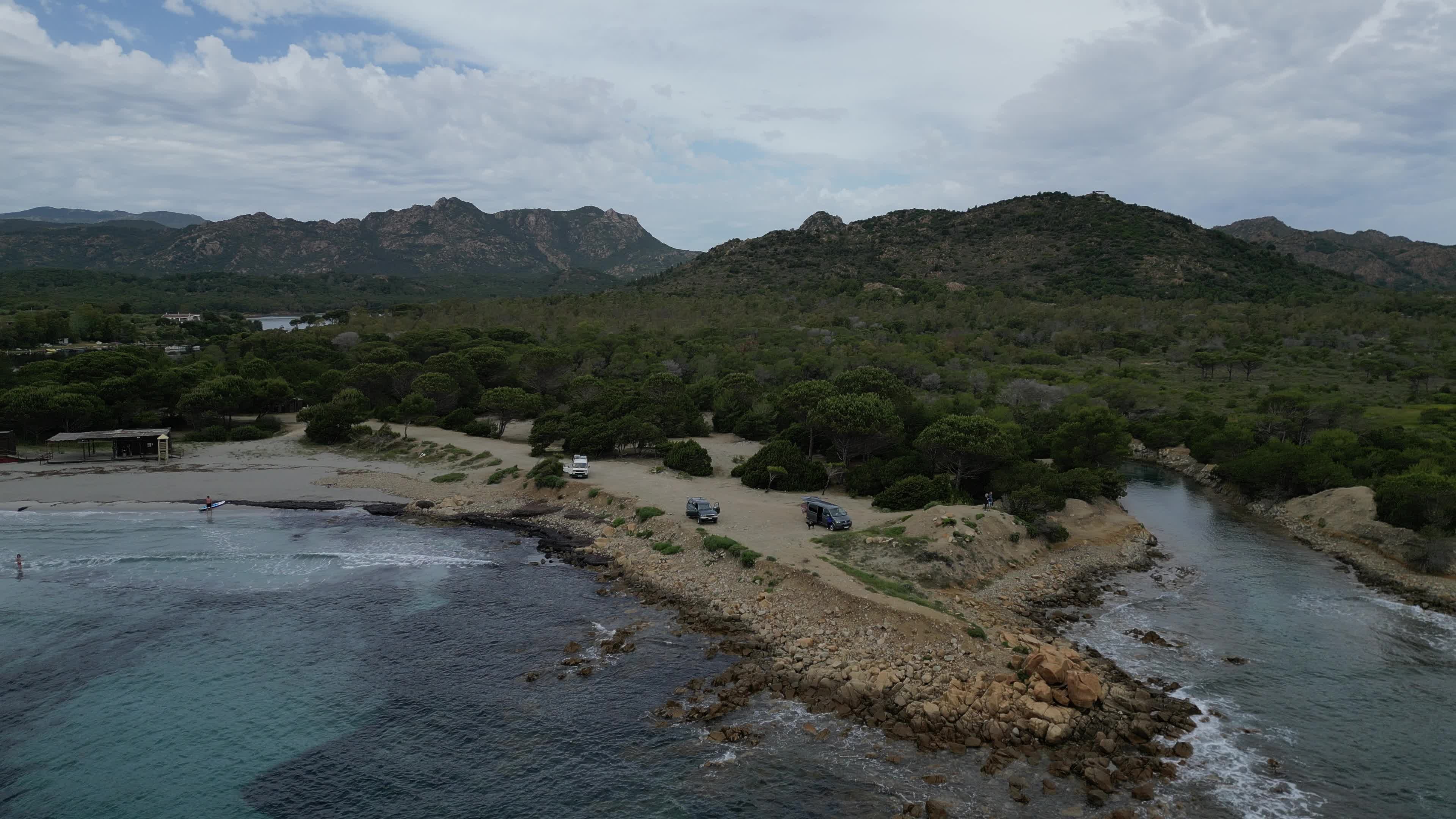 Drone view of the beach of Sa Curcurica, Sardegna