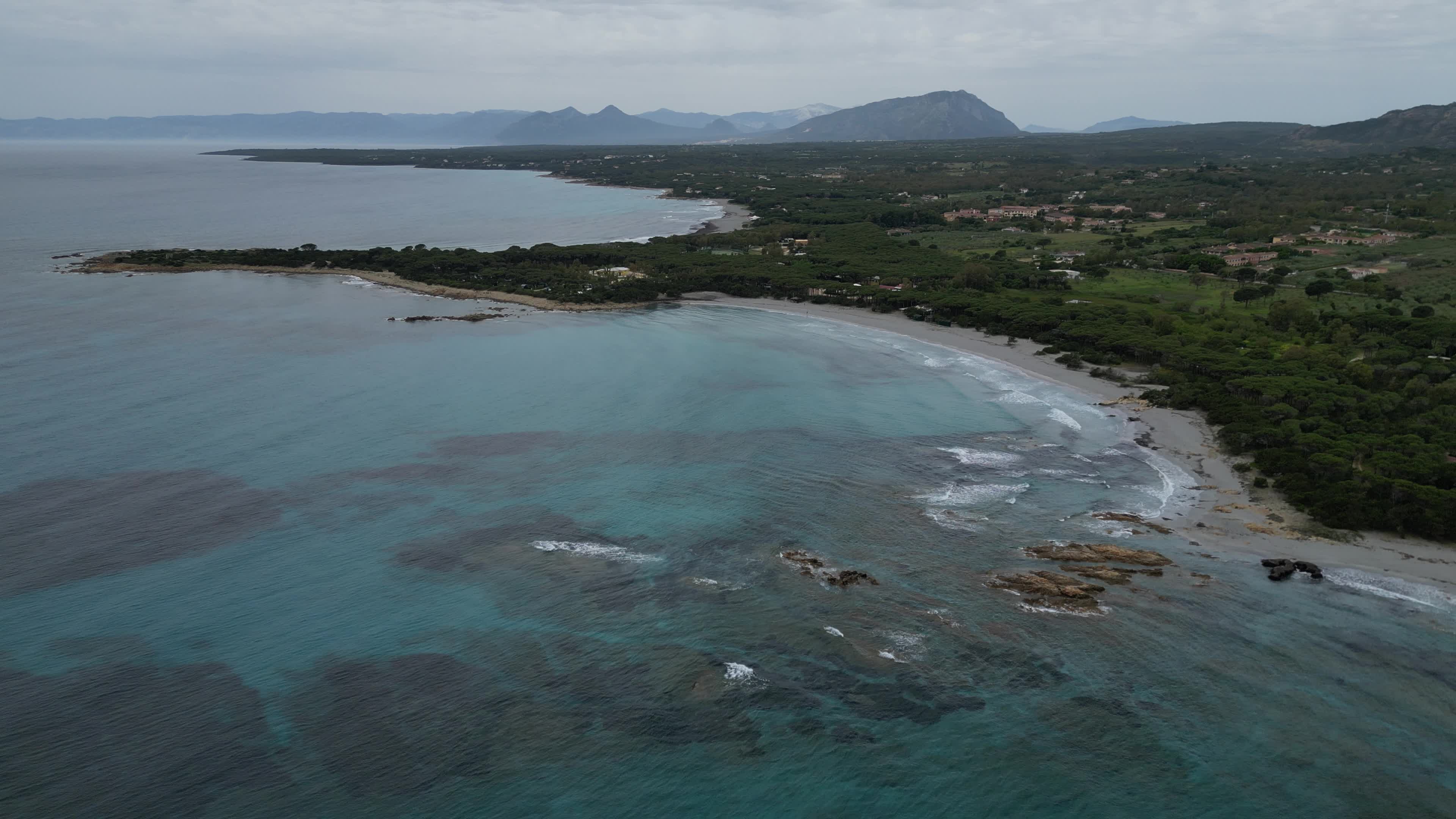 Drone view of the beach of Sa Curcurica, Sardegna