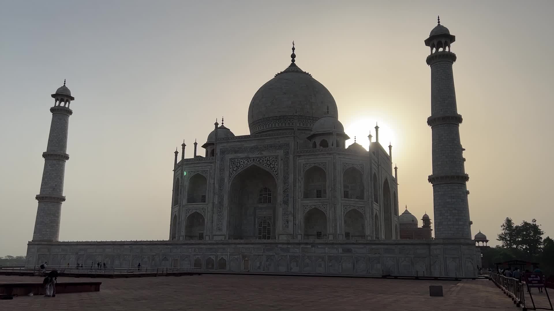 Taj Mahal seen just after sunrise
