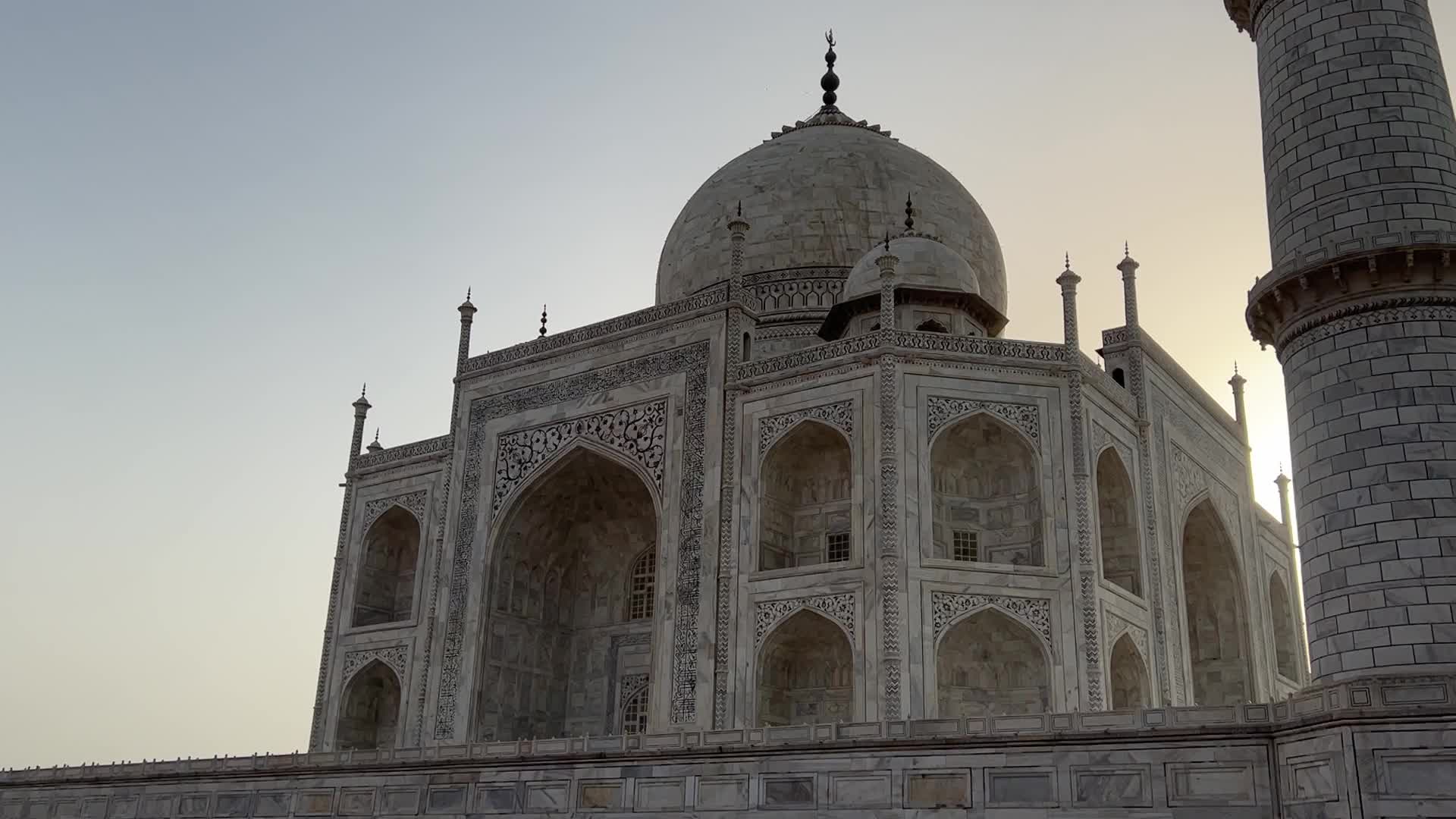 Taj Mahal seen just after sunrise