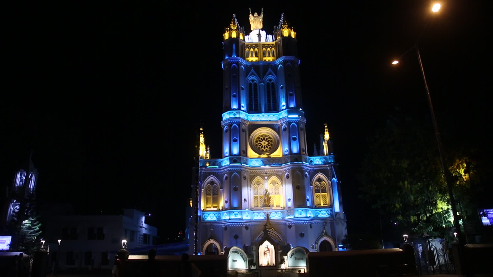 St. Joseph's Metropolitan Cathedral illuminated at night