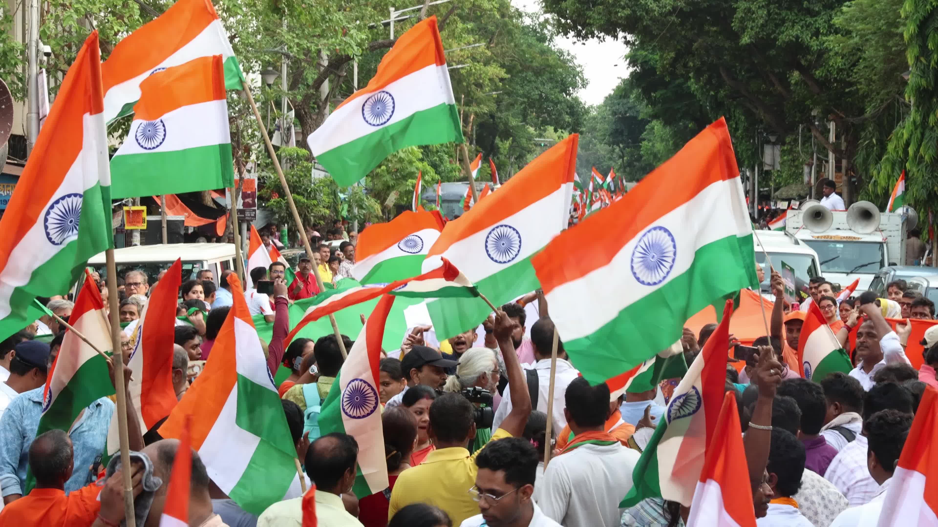 Tricolor Flag March To Highlight The Success Of Indian Military's "Operation Sindoor" In Kolkata, India