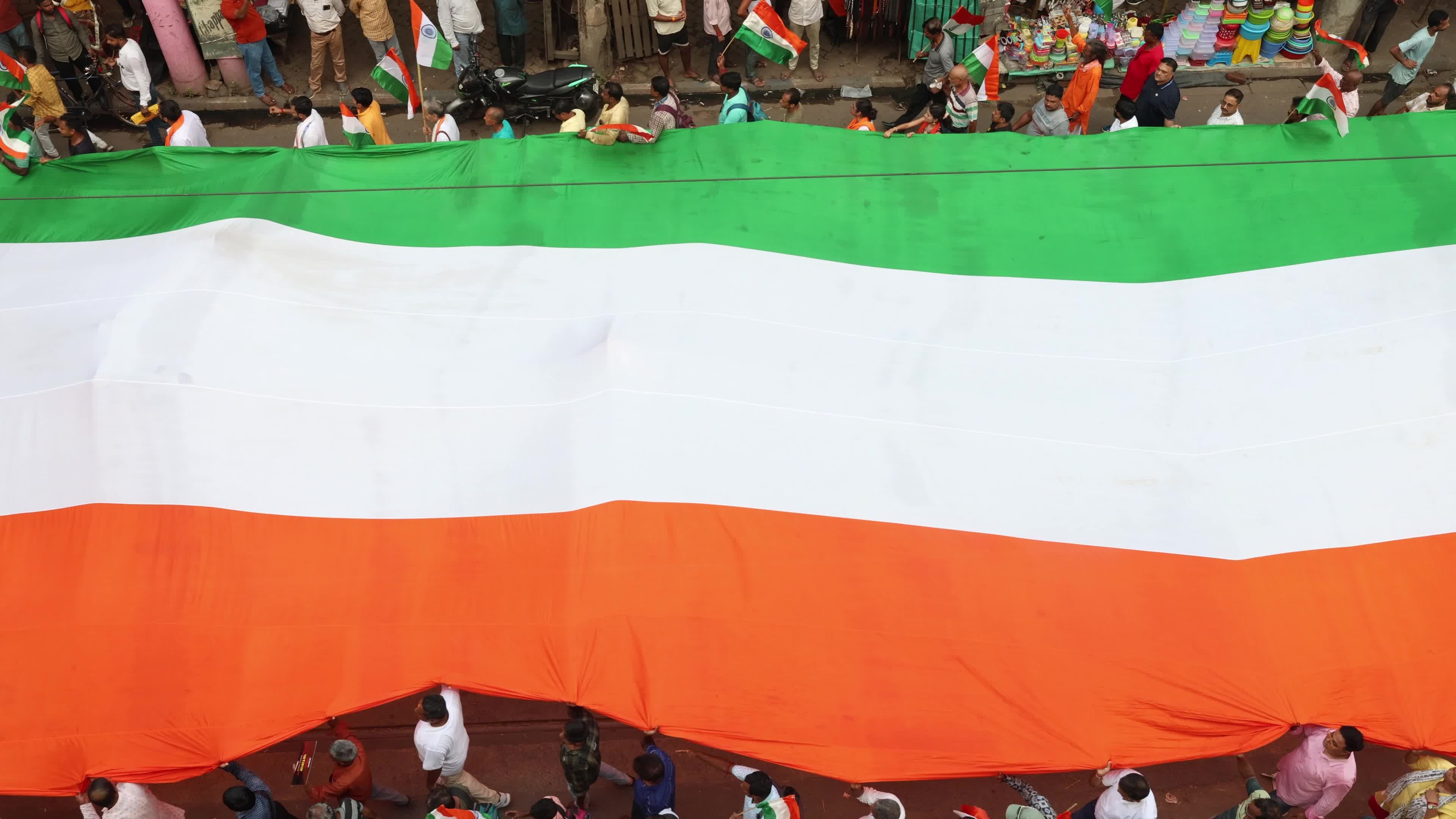 Tricolor Flag March To Highlight The Success Of Indian Military's "Operation Sindoor" In Kolkata, India