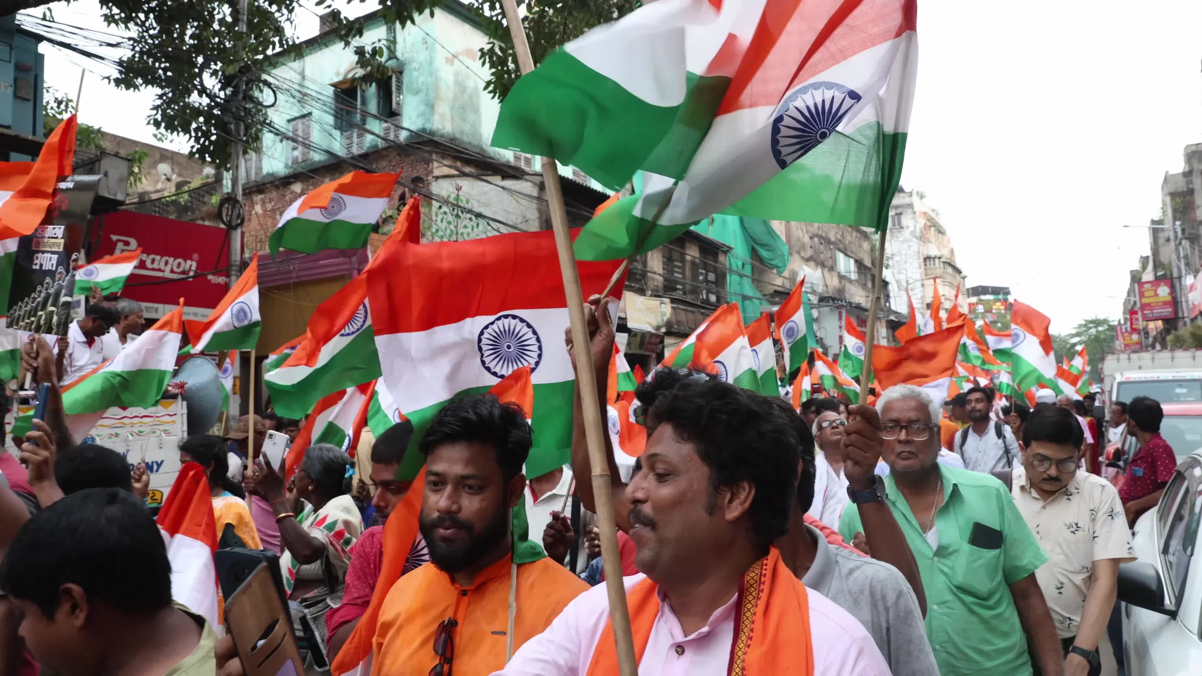 Tricolor Flag March To Highlight The Success Of Indian Military's "Operation Sindoor" In Kolkata, India