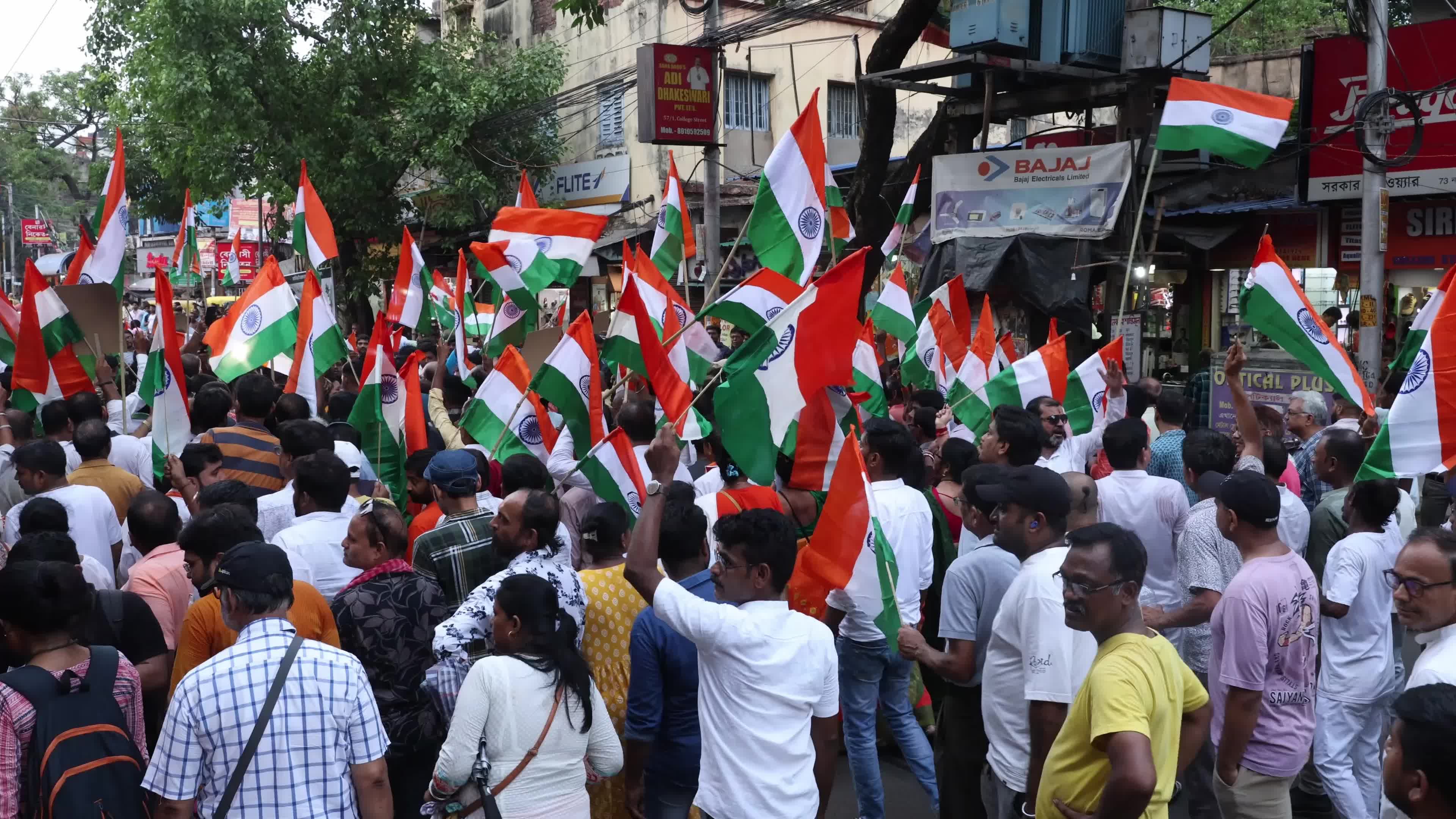 Tricolor Flag March To Highlight The Success Of Indian Military's "Operation Sindoor" In Kolkata, India