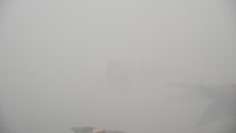 Dense fog morning in Srinagar, India