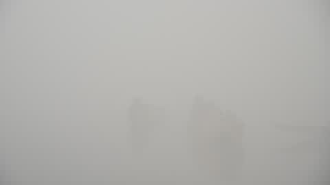 Dense fog morning in Srinagar, India