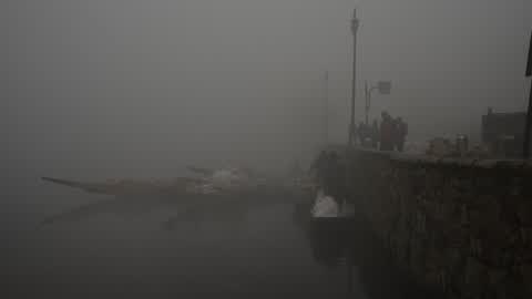 Dense fog morning in Srinagar, India