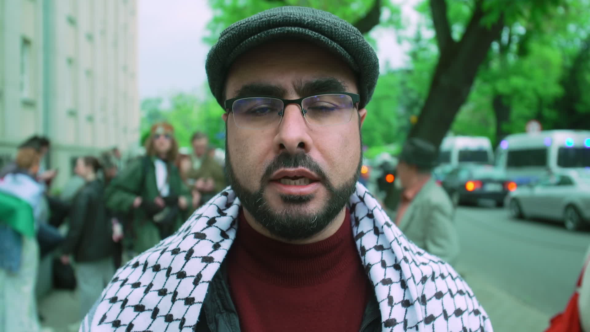 Rally in support of Palestine at Israel embassy in Warsaw