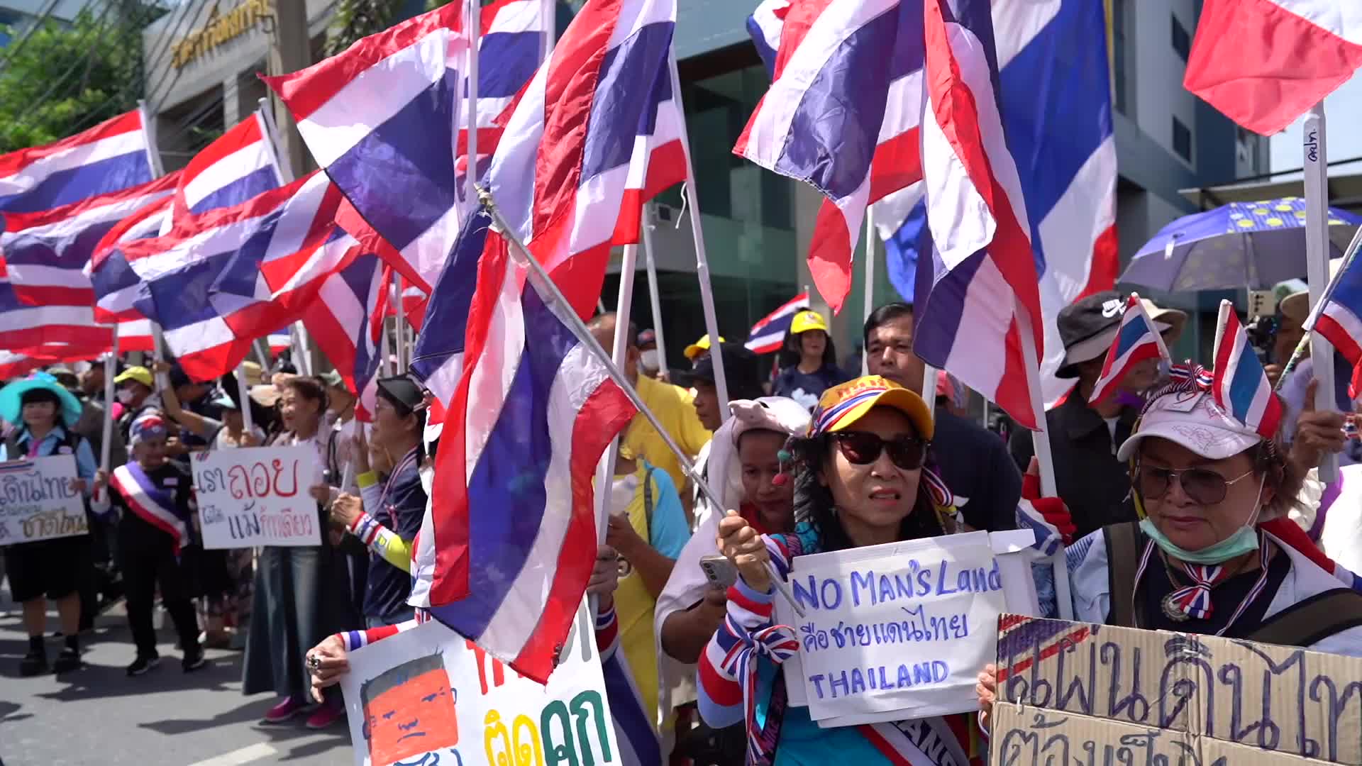 Thai Protest at Cambodian Embassy Over Thai-Cambodian Border Dispute.