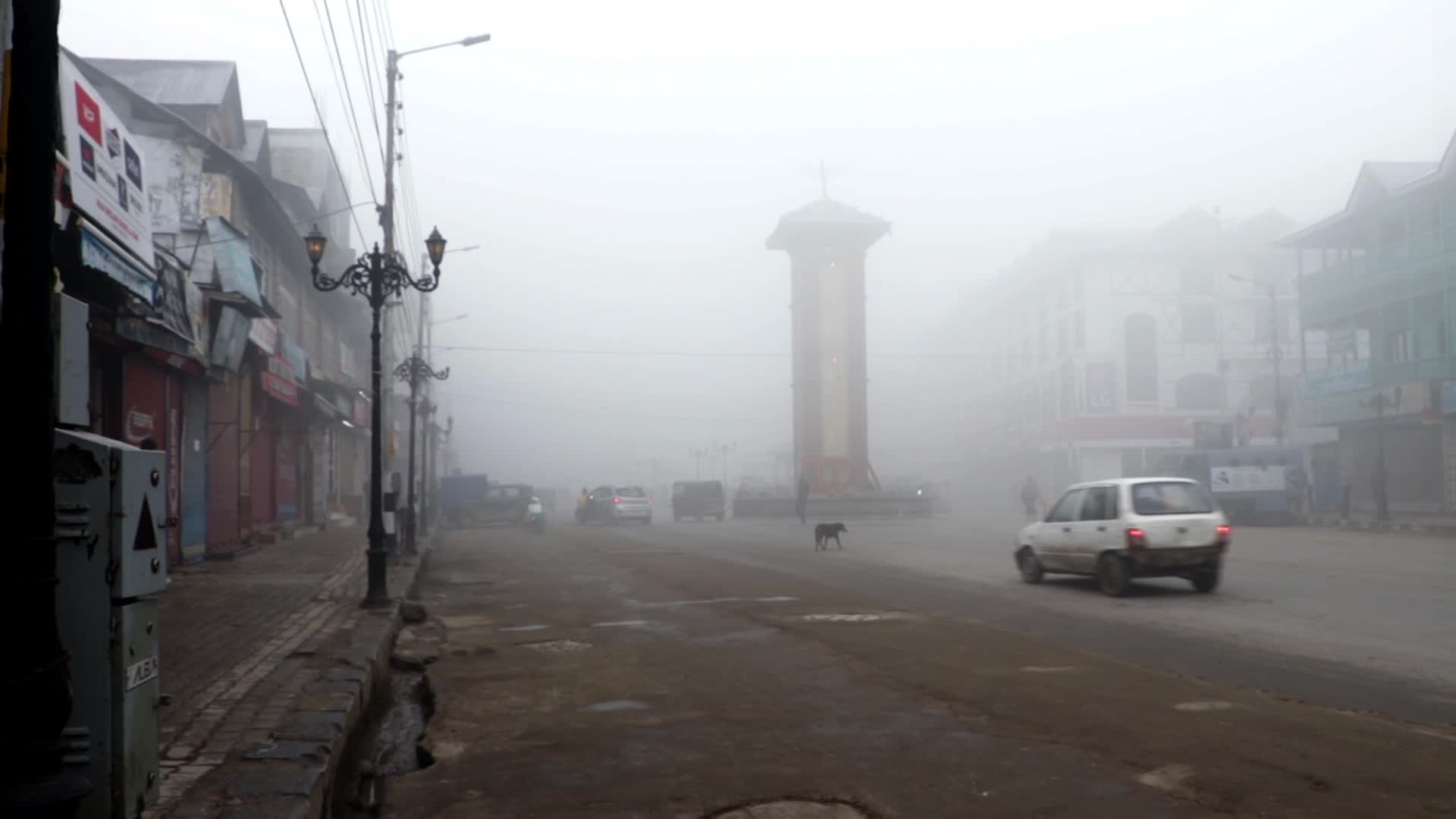 Dense fog gripped Kashmir
