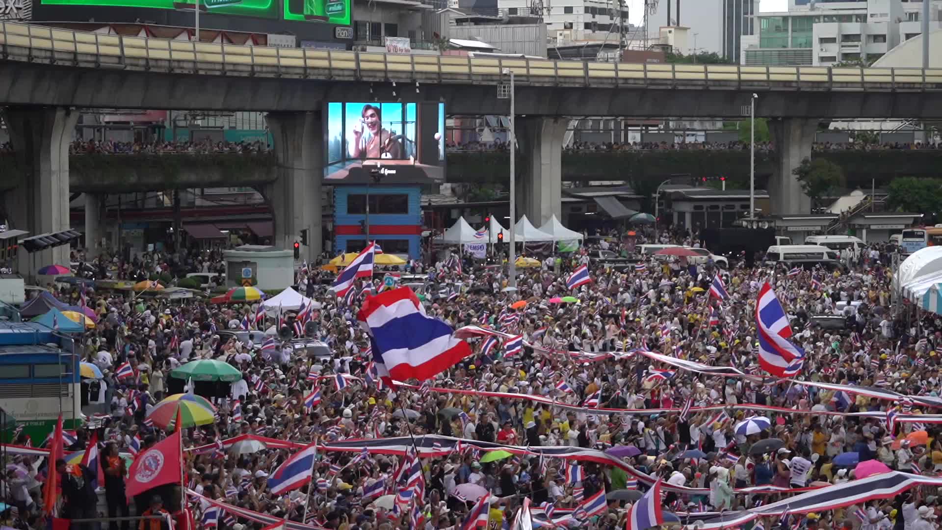 Protesters Calling Thai Prime Minister To Resign in Bangkok.