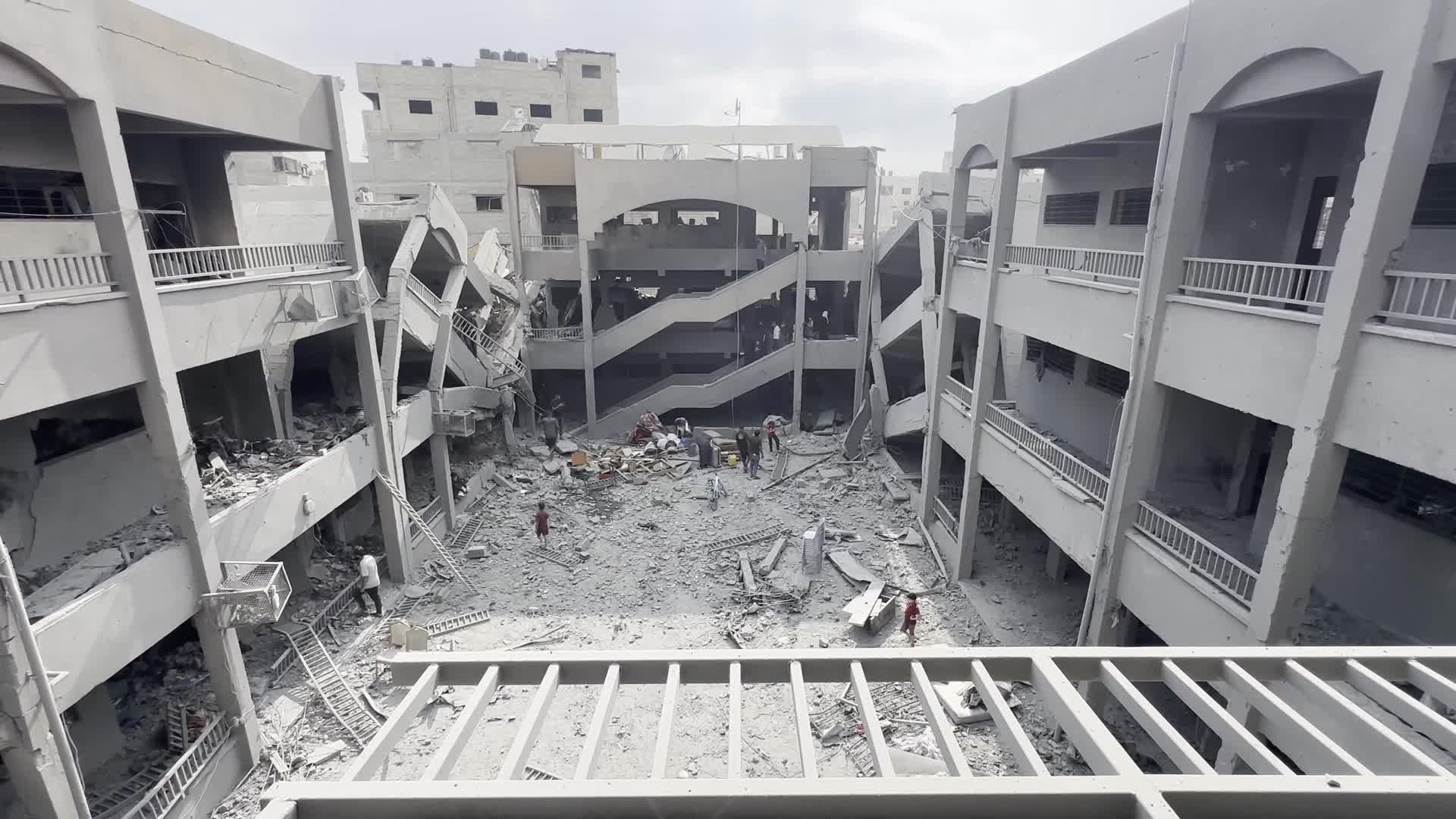 Aftermath of Israeli Airstrike At Al-Falah School in Gaza, Palestine